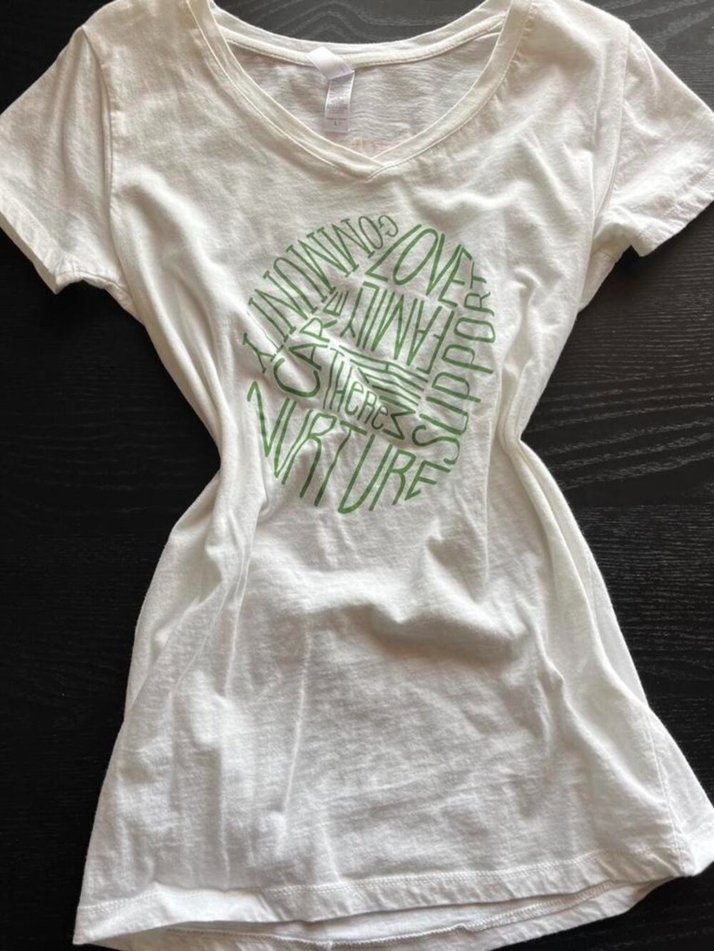 Graphic "Love & Community" V-Neck Tee